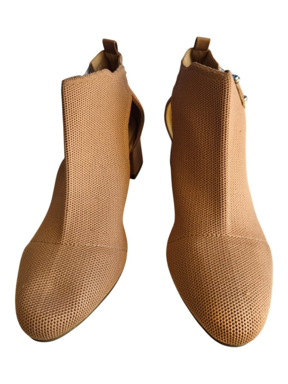 Tahari "Boulevard" Knit Cut-Out Booties Zip Up– Camel – NWT Size 8